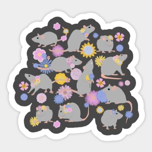 Rats and flowers Sticker